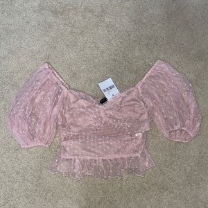 Brand new Forever 21 light pink mesh fringe top